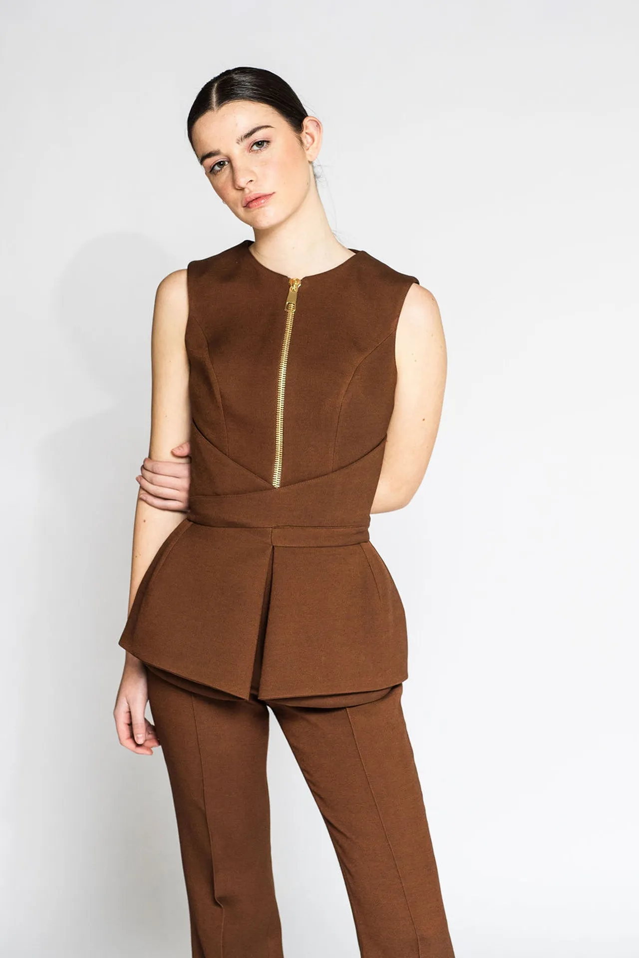 Sleeveless Peplum Jacket and Pants