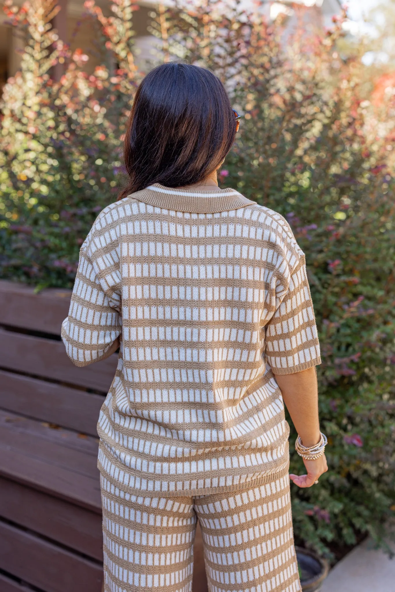 Squared Up Tan Knit Top