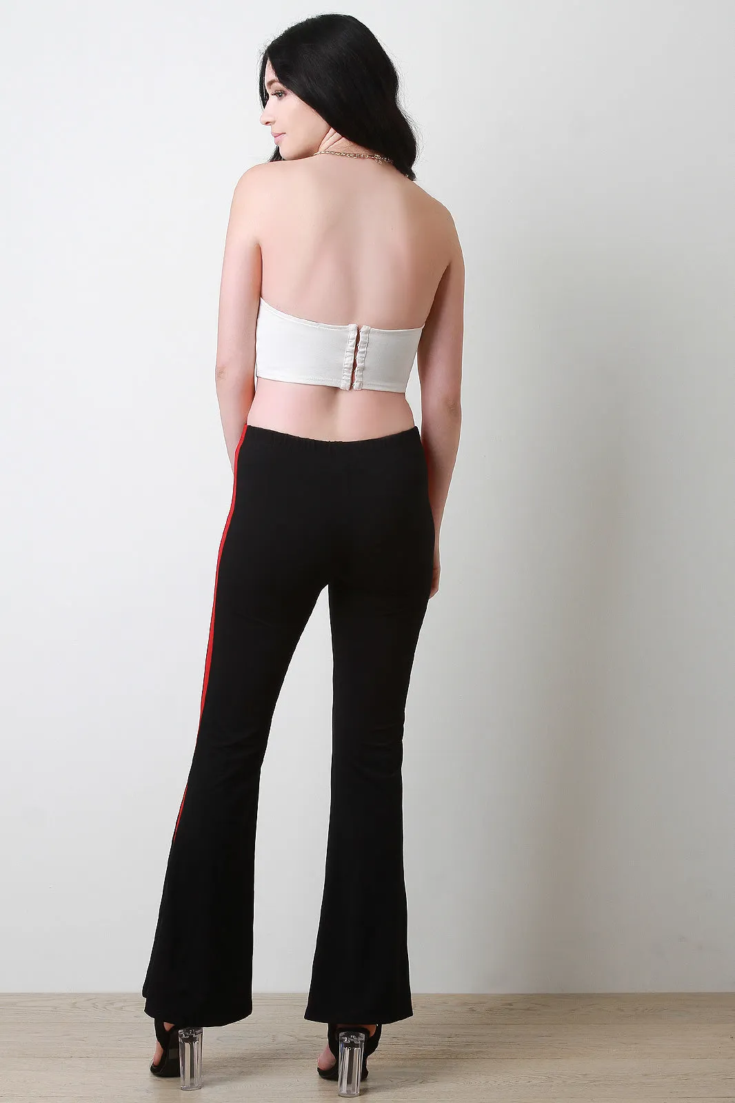 Striped Side High Waist Flared Pants