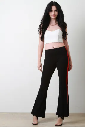 Striped Side High Waist Flared Pants