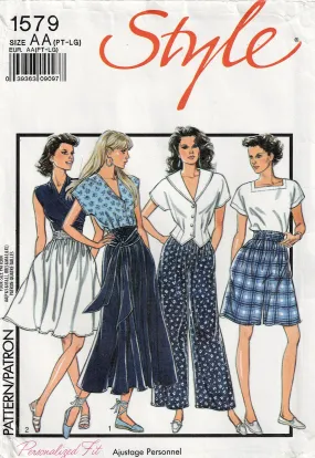 Style 1579 Womens Elastic Waist Flared Shorts Culottes Skirts & Pants 1980s Vintage Sewing Pattern Size 6 - 20 UNCUT Factory Folded