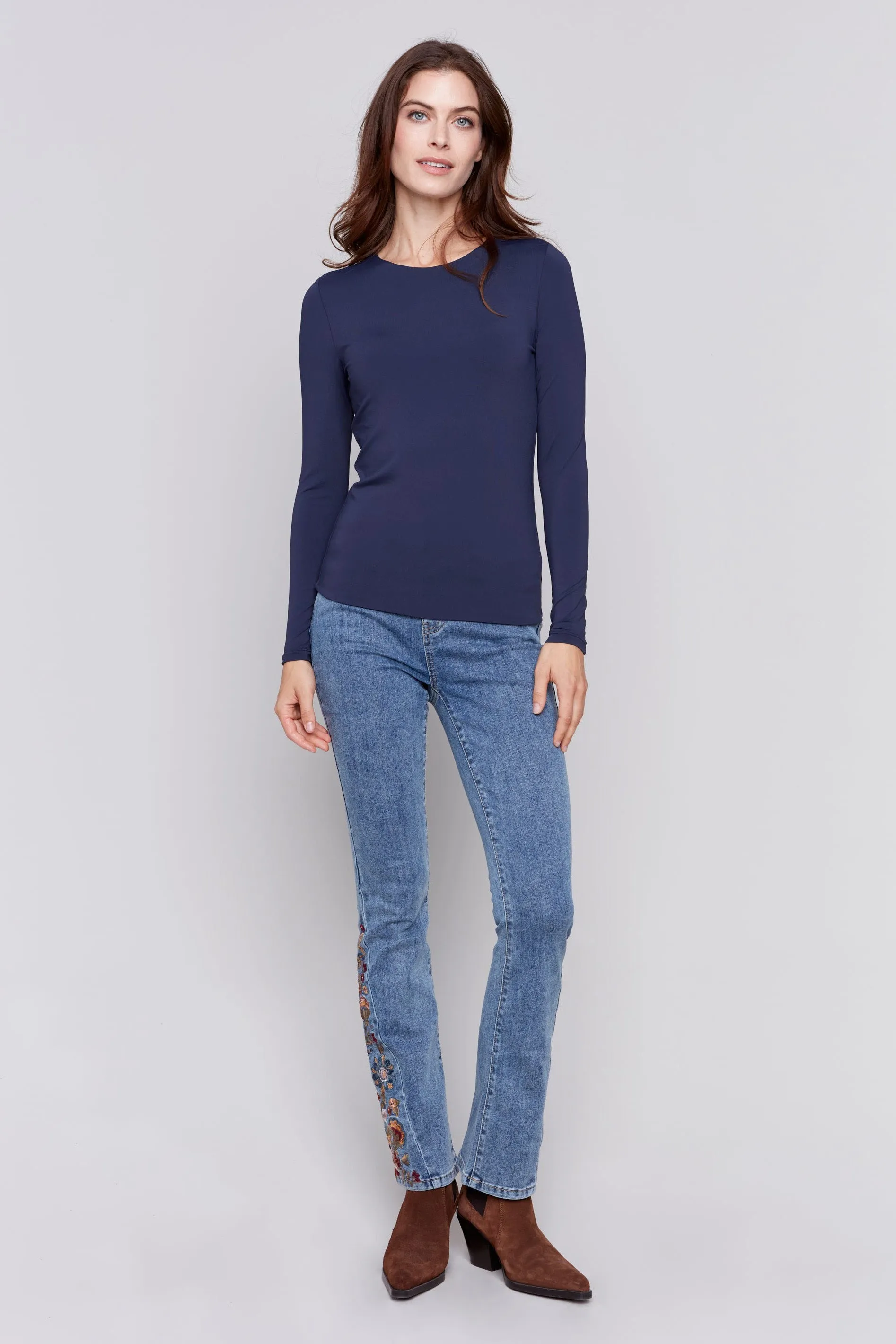 Super Stretch Knit Top Navy