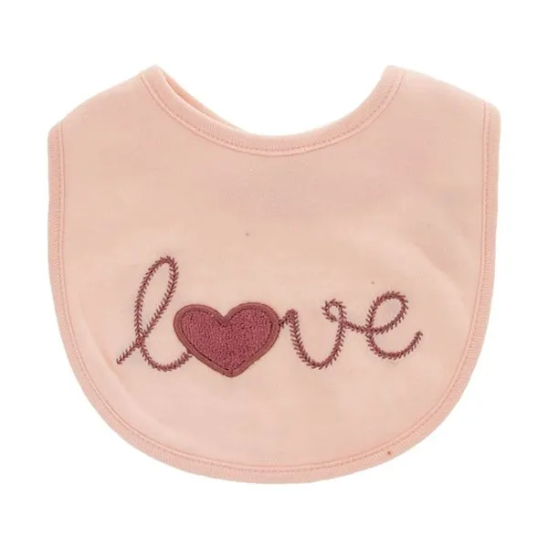 Three Piece Baby Girl Clothing Set with Bib - Love-