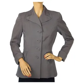 Vintage 1940s Ladies Suit Jacket Grey Gabardine WWII Era Size M