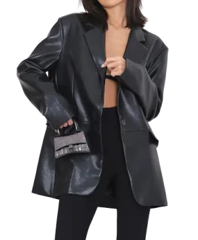 Womens Amaya Genuine Lambskin Leather Blazer