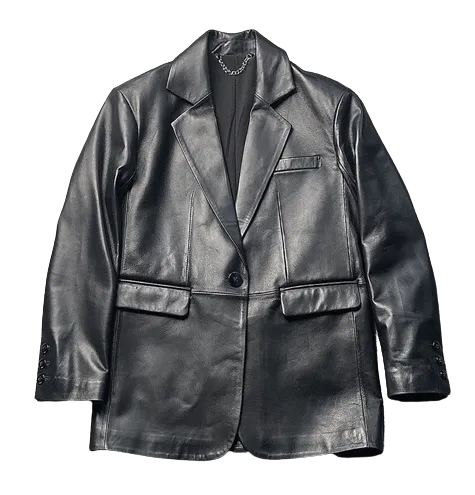 Womens Amaya Genuine Lambskin Leather Blazer