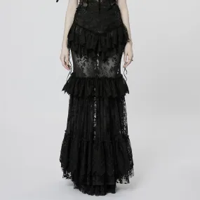 Women's Gothic Ruffles Layered Lace Skirt